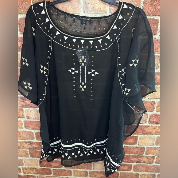 Lane Bryant Tops - NWT Lane Bryant boho hippie semi-sheer flowy art to wear cap sleeve top size 18